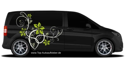 Autoaufkleber Blumenornament auf dunklem Camper