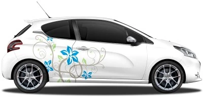 Mobile Preview: Autoaufkleber Ornament mit Blumen auf Auto