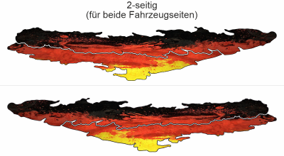 Autoaufkleber Deutschland - Ansicht zweiseitig für beide Fahrzeugseiten