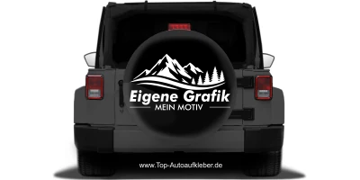 Autoaufkleber Eigenes Motiv einfarbig auf dunkler Ersatzradabdeckung - Ansicht Farbauswahl