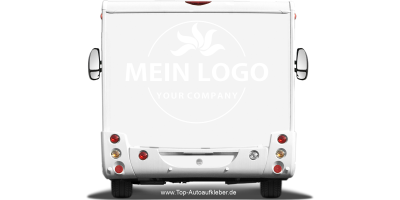 Autoaufkleber Einfarbiges Firmenlogo auf hellem Heck eines Reisemobils - Ansicht Farbauswahl