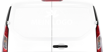 Autoaufkleber Einfarbiges Firmenlogo auf hellem Heck eines Kastenwagens - Ansicht Farbauswahl