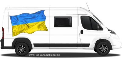 Autoaufkleber Fahne der Ukraine | Set auf Fahrzeugseite von Wohnmobil oder Kastenwagen