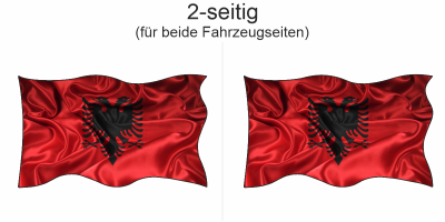 Autoaufkleber Fahne von Albanien - Ansicht zweiseitig für beide Fahrzeugseiten