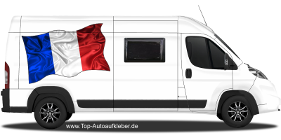 Autoaufkleber Fahne von Frankreich auf Fahrzeugseite von Wohnmobil oder Kastenwagen