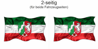 Fahne von Nordrhein-Westfalen - Ansicht zweiseitig für beide Fahrzeugseiten