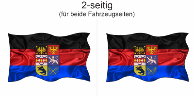 Autoaufkleber Fahne von Ostfriesland - Ansicht zweiseitig für beide Fahrzeugseiten