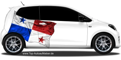 Autoaufkleber Fahne von Panama auf Fahrzeugseite von Kleinwagen