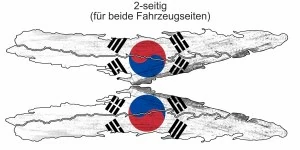 Autosticker Flagge von Südkorea | Set für beide Fahrzeugseiten
