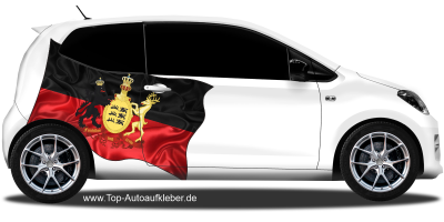 Autoaufkleber Fahne von Württemberg auf Fahrzeugseite von Kleinwagen