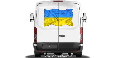 Autoaufkleber Flagge der Ukraine auf Heck von Wohnmobil oder Caravan