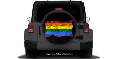 Autoaufkleber Flagge vom Regenbogenland auf Reserveradabdeckung