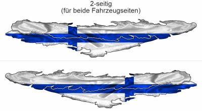 Flagge von Finnland als Autoaufkleber - Ansicht zweiseitig für beide Fahrzeugseiten