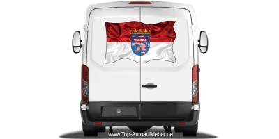Autoaufkleber Flagge von Hessen auf Heck von Wohnmobil oder Caravan