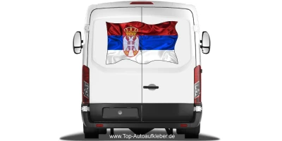 Autoaufkleber Flagge von Serbien auf Heck von Wohnmobil oder Caravan