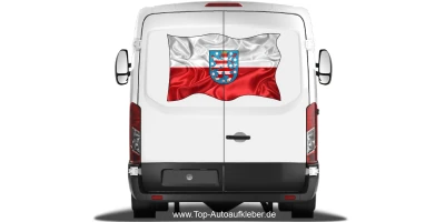 Autoaufkleber Flagge von Thüringen auf Heck von Wohnmobil oder Caravan