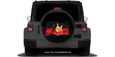 Die Flagge Württembergs auf Reserveradabdeckung