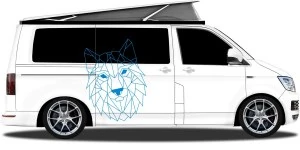 Mobile Preview: Seitenaufkleber mit Polygon Wolf für das Auto