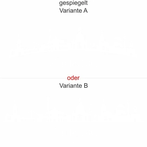 Heckscheibensticker mit Silhouette von Dresden - Ansicht Ausrichtung mit Farbauswahl und Variante