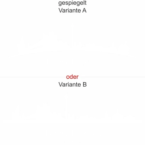Düsseldorfer Skyline als Aufkleber für die Heckscheibe - Ansicht Ausrichtung mit Farbauswahl und Variante