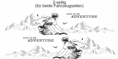 Autoaufkleber Life is an adventure Mountainbike | Set für beide Fahrzeugseiten