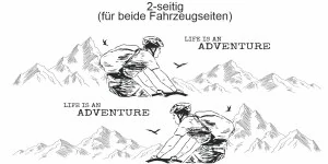 Mobile Preview: Aufkleber für Vans, Camper und Reisemobile Life is an adventure Mountainbike