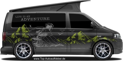 Autoaufkleber Life is an adventure Mountainbike | Set für beide Fahrzeugseiten