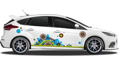 Autoaufkleber Moderne Blumen auf hellem PKW