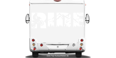 Autoaufkleber Motocross auf Wohnmobilheck  - Ansicht Farbauswahl