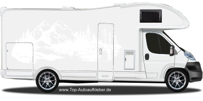 Autoaufkleber Natursee in der Wildnis auf hellem Wohnmobil - Ansicht Farbauswahl
