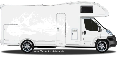 Autoaufkleber Natursee in der Wildnis auf hellem Wohnmobil - Ansicht Farbauswahl