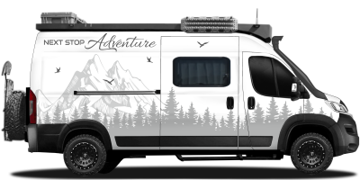 Autoaufkleber NEXT STOP Adventure | Set für beide Fahrzeugseiten