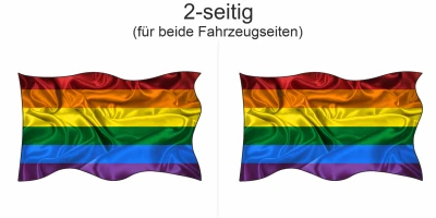 Autoaufkleber Regenbogen Fahne - Ansicht zweiseitig für beide Fahrzeugseiten