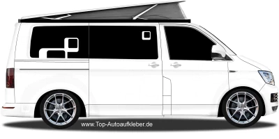 Tolle Retroelemente zum Bekleben von Autos auf hellem Camper - Ansicht Farbauswahl