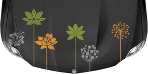 Mobile Preview: Autodekor Set mit bunten Blüten auf dunkler Motorhaube