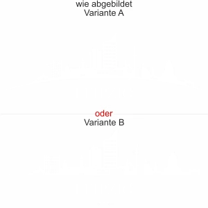 Leipziger Skyline als Aufkleber für die Heckscheibe - Ansicht Ausrichtung mit Farbauswahl und Variante