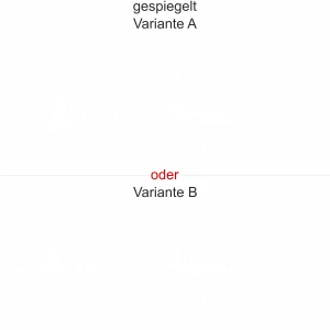 Leipziger Skyline als Aufkleber für die Heckscheibe - Ansicht Ausrichtung mit Farbauswahl und Variante