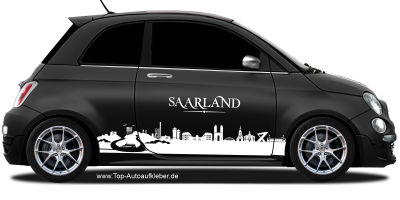 Autoaufkleber Skyline Saarland | Set für beide Fahrzeugseiten auf dunklem PKW - Ansicht Farbauswahl