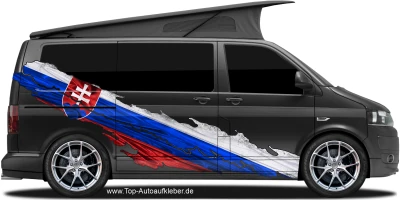 Autoaufkleber Slowakische Republik auf Fahrzeugseite von dunklem Camper Van