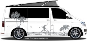 Aufkleber für Bulli, Bus, Transporter mit Surfer