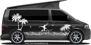 Autoaufkleber Surfer am Meer | Set für beide Fahrzeugseiten