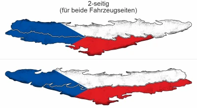 Autoaufkleber Tschechische Flagge - Ansicht zweiseitig für beide Fahrzeugseiten