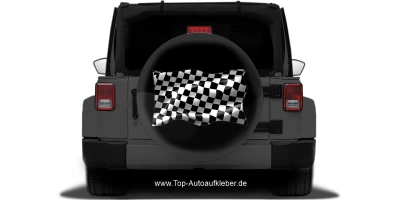 Autoaufkleber Zielflagge im Wind    auf Reserveradabdeckung