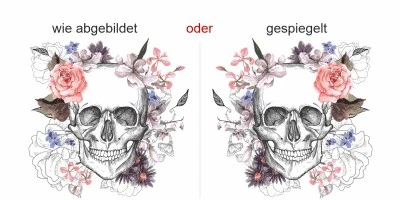 Autodekor Blumenreicher Totenschädel - Ansicht Ausrichtung