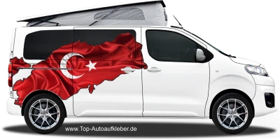 Autodekor Flagge Karte der Türkei auf Fahrzeugseite von Campervan