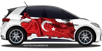 Autodekor Flagge Karte der Türkei auf Fahrzeugseite von PKW