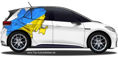 Autodekor Flagge Karte der Ukraine auf Fahrzeugseite von PKW