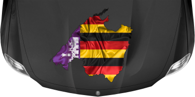 Autodekor Flagge Karte vom 17. Bundesland auf Motorhaube von dunklem PKW