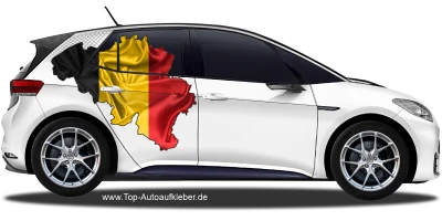 Autodekor Flagge Karte von Belgien auf Fahrzeugseite von PKW