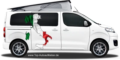 Autodekor Flagge Karte von Italien auf Fahrzeugseite von Campervan